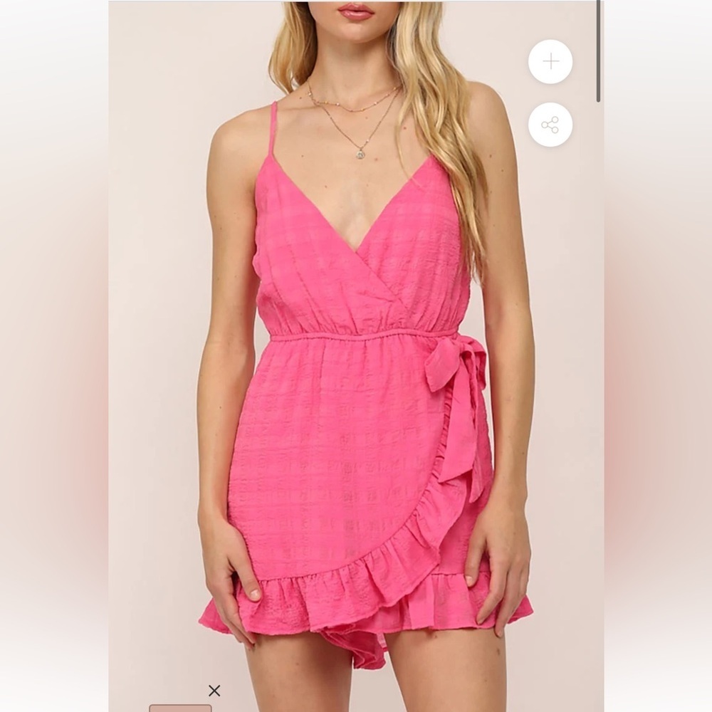 Pink Ruffled Side Tie Romper - Picture 5 of 15